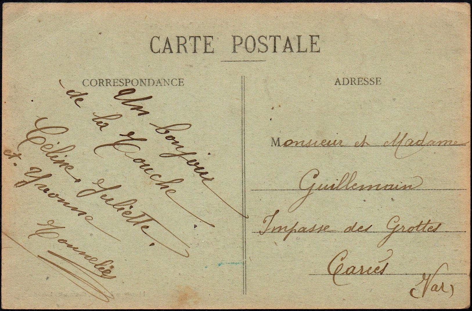 Tramway cancellations of La Sarthe : Courrier-Convoyeur-Ligne La Flèche au Mans : Postcard of La Touche, Ligron, Sarthe 1922 